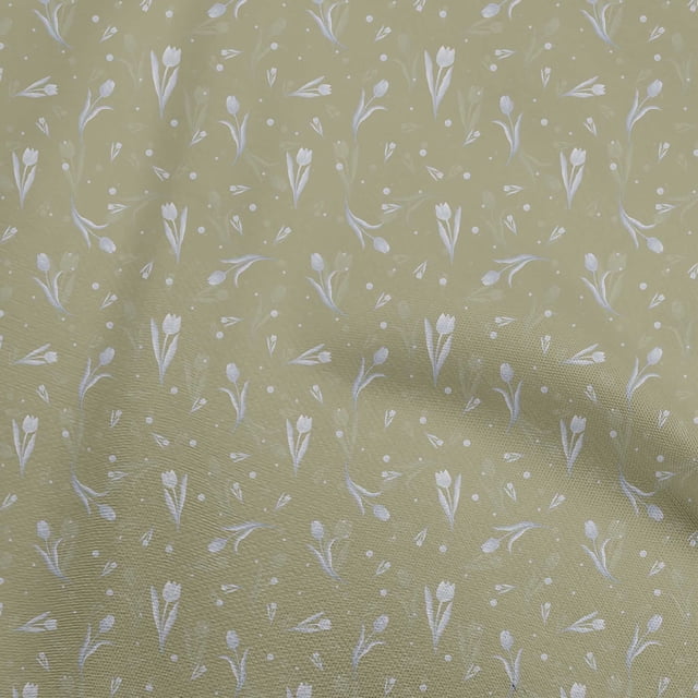 oneOone Polyester Lycra Light Green Fabric Florals Sewing Craft Projects Fabric Prints By Yard 56 Inch Wide