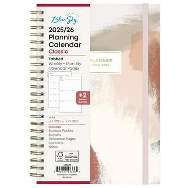 Blue Sky 2025-2026 Academic Year Weekly and Monthly Planner Calendar, July 2025 - June 2026, 12-Month, 5" x 8", Hard Cover, Wirebound, Storage Pocket, Laminated Tabs, Stickers, Ansel