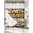 thumbnail image 4 of Brown Cat Paw Print No Hook Shower Curtain Waterproof,Bathroom Curtains with Snap in Liners and See Through Top Window,Vintage Farmhouse Country Wooden Grain Hotel Bathtub Curtains Shower 72"Wx78"L, 4 of 8
