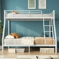 thumbnail image 3 of Netrum Twin over Full Bunk Bed for Adults Teens,Heavy-Douty Metal Bunk Beds Frame with Wall Fastener Screws,Ladder & Full-Length Guardrail, White, 3 of 8