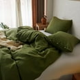 thumbnail image 5 of Simple&Opulence Linen Duvet Cover Set-Pure Linen 3 Pieces Bedding Set, 1 Duvet Cover 104 × 92 Inches and 2 Pillowcases-Coconut Button Collection Soft & Cozy ,Cooling Bedding-Olive Green, King, 5 of 8