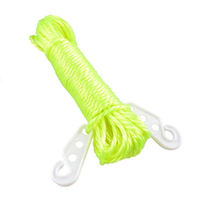Cuerda de ropa colgante de plástico de 32.8Ft con ganchos verde 1 paquete