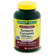 Angle View: Spring Valley Ultra Strength Turmeric Curcumin Dietary Supplement, 1,500 mg, 90 count