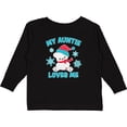 thumbnail image 3 of Inktastic Polar Bear My Auntie Loves Me in Santa Hat with Snowflakes Boys or Girls Long Sleeve Toddler T-Shirt, 3 of 5