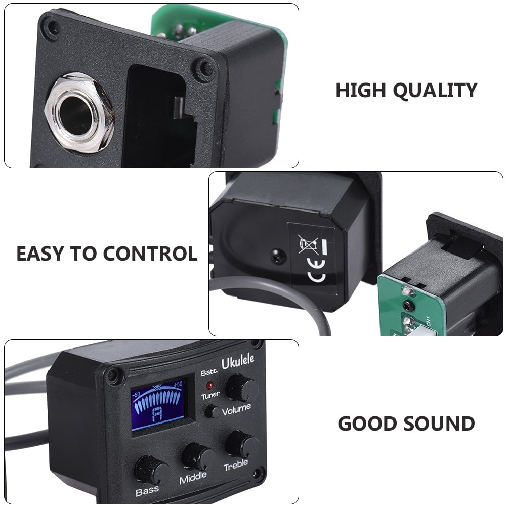 FRCOLOR 2pcs Ukelele Piezo Pickup EQ Amp for Ukulele LCD Display Tuner 3-Band EQ Equalizer