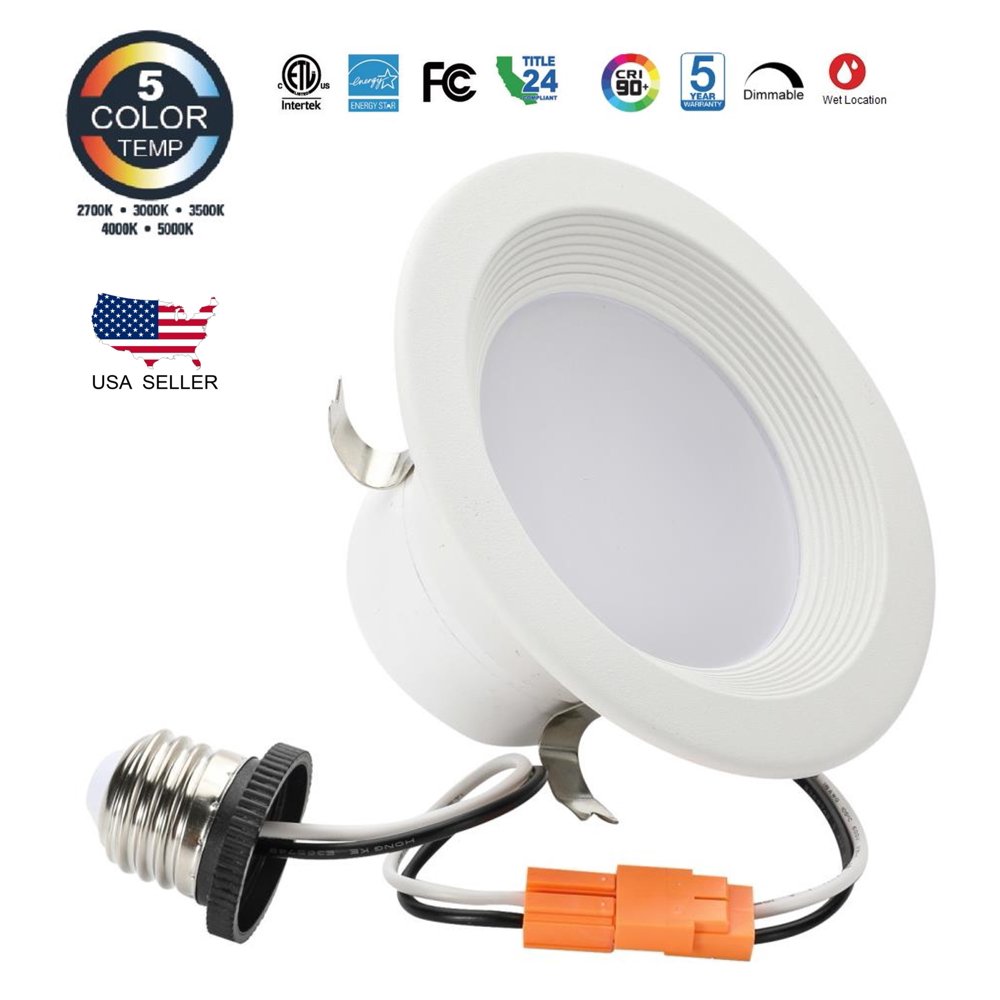 LED Recessed Ceiling Lights Dimmable, 4 inch Baffle Trim 5CCT