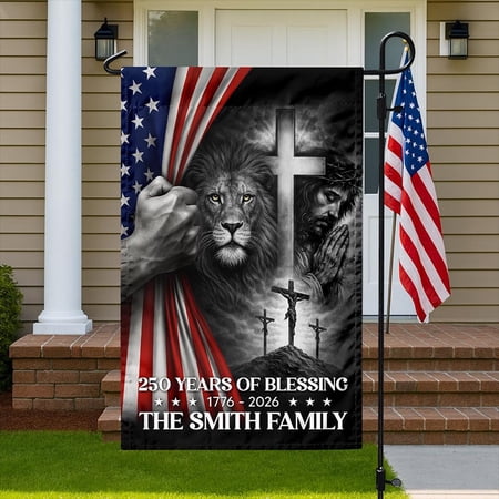 Family Name 250 Years Of Blessing 1776-2026 Garden Flag, American History Patriotic, Outdoor Garden Decor