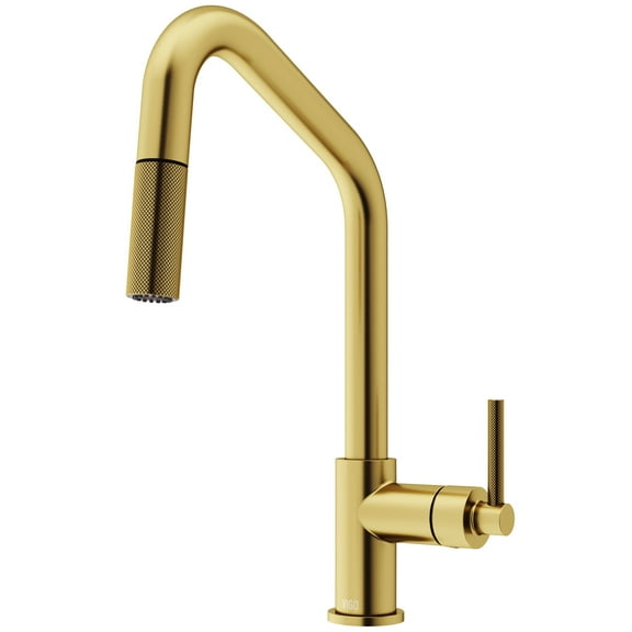 VIGO Utopia 14 in. H Single Handle Pull-Down Sprayer Kitchen Bar Faucet in Matte Brushed Gold