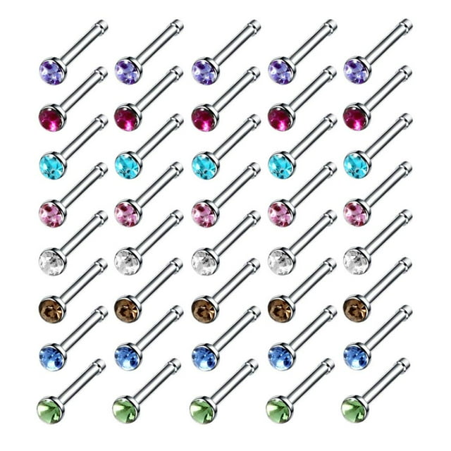 lionlar 20G Piercings Bijoux Vis 316L Acier Inoxydable Nez Cerceaux pour Femmes Hommes 24 Pcs - Multicolore