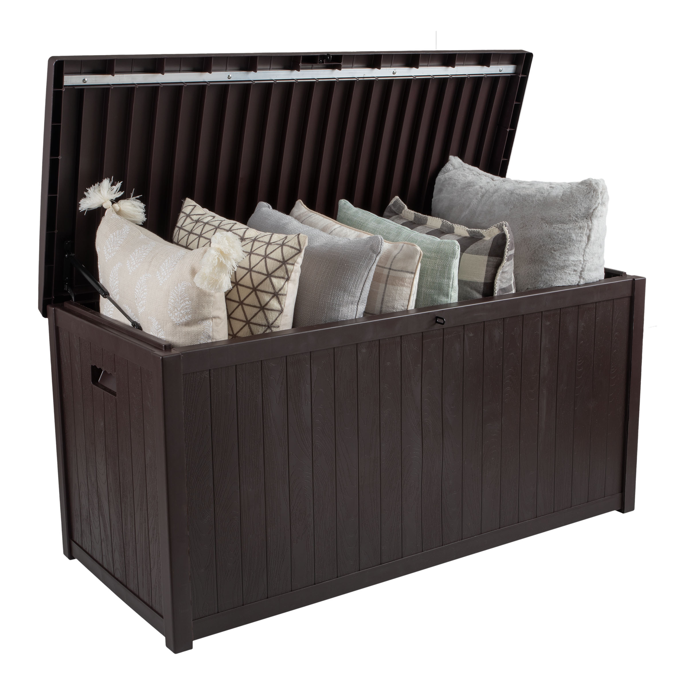 Pure Garden 113-Gallon Outdoor Storage Box - Durable Resin Deck Box, Brown