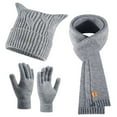 thumbnail image 4 of TINZ Foulard Tricotée d'Hiver et Cache-Oreilles Doublé Chaud avec Gants Texturés Doux Ensemble Foulard Femmes, 4 of 4