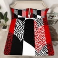 thumbnail image 2 of jejeloiu Leopard Print Twin Sheet Sets,Red White Black Bedding For Men Women 3-Piece, 2 of 7