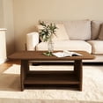 thumbnail image 2 of Hassch 47" Rectangle Coffee Table with Storage, 2-Tier Minimalist Cocktail Table with Open Shelf, Center Table for Living Room, Dark Wood Color, 2 of 6