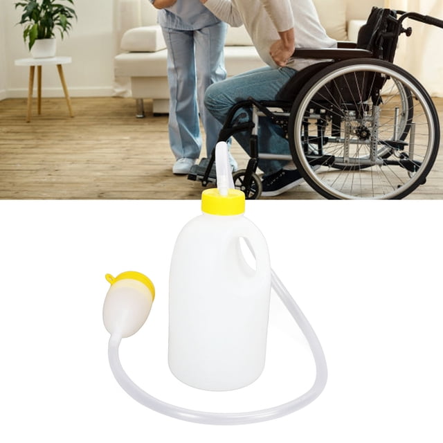 Botella urinaria para hombres, material de plástico portátil de 1700 ml de receptor de orina con tubo urinario de 90 cm para la cama