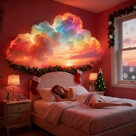 Cloud Shaped LED Light, DIY 3D USB Powered Birthday Party Decorations Ceiling Bedroom, Lighting Mood Decor with Music Rhythm, Cool Clouds Lamp for Party Bedroom & Gaming Room