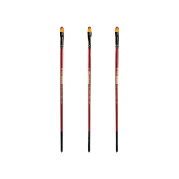 Creative Mark Ebony Splendor Long-Handled Synthetic Sable Paint Brush, Filbert # 10, Pack of 3, Teijin Multi-Filament Hair, Handcrafted Synthetic Paint Brushes for Acrylic, Watercolor Painting & More