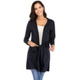 thumbnail image 5 of LELINTA Women Basic Long Cardigan Open Front Draped Sweater Long Length Open Front Navy Blue Jacket, 5 of 5