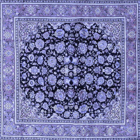 Ahgly Company Machine Washable Indoor Square Persian Blue Traditional Area Rugs, 8' Square