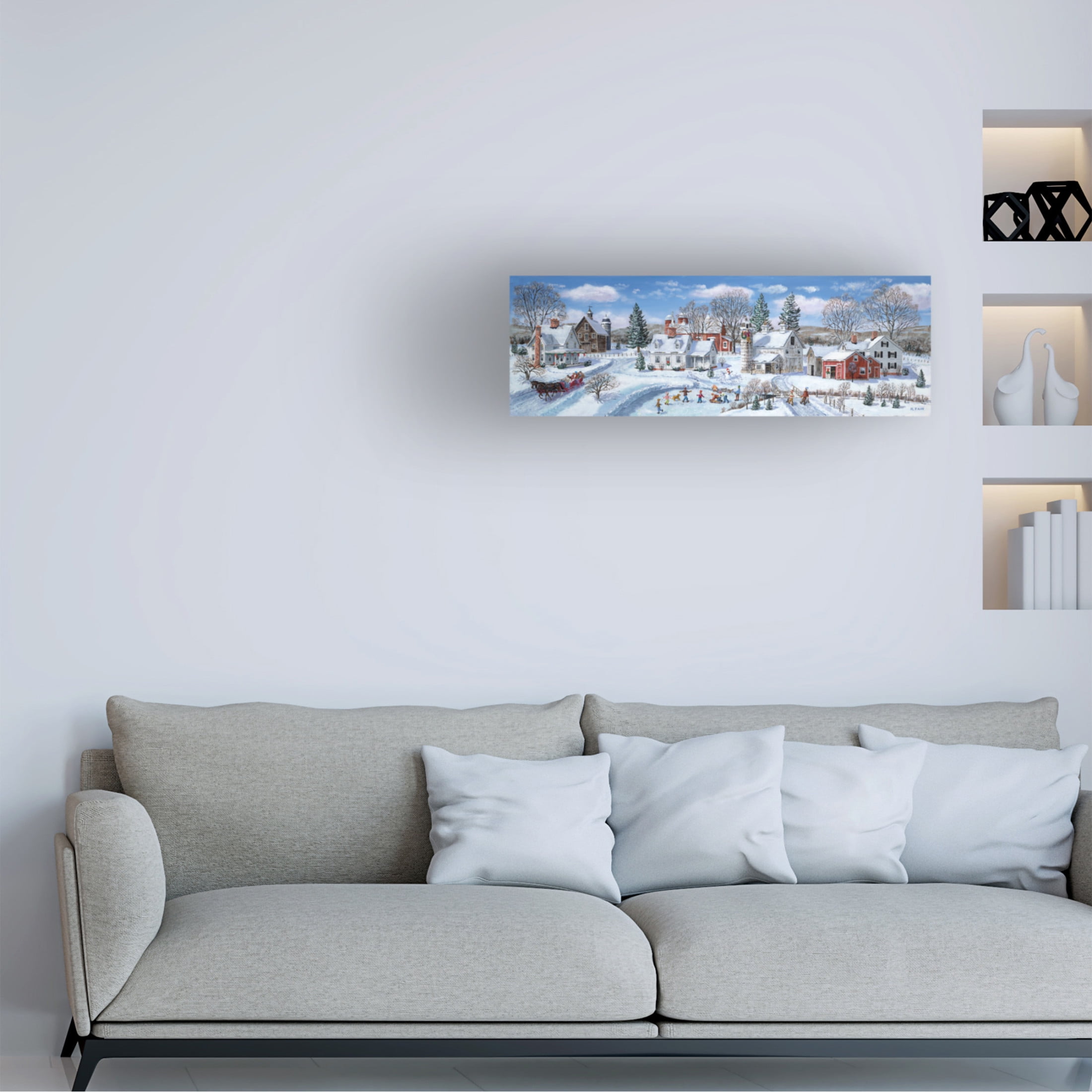 Canvas Wall Art - Bob Fair 'Wreath on the silo' Wall Art for Living Room, Bedroom, or Office Décor by Trademark Fine Art - 32 x 10 Inches