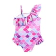 thumbnail image 4 of DGQPLPD Girls Swim Set Scale Print Rash Guard Swimsuit Long Sleeve Bathing Suit for Toddler Kids Pink 4-5 Years, 4 of 6