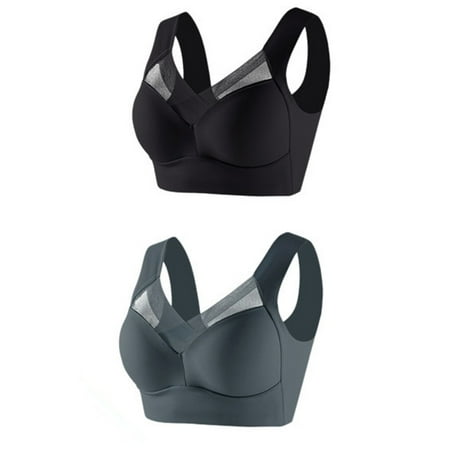 Riforla 2PC Women s Large Strapless Lace Tank Top Underwear Thin Side Fold Side Gather Adjustable Bra Bras for Women Dark Gray_2PCS XL