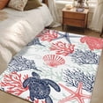 thumbnail image 4 of Summer Ocean Turtle Area Rugs 4x6 ft Red Blue Coral Seahorse Starfish Washable Rug Non Slip Indoor Carpet Absorbent Floor Mat for Living Room Bedroom Dining Room, 4 of 9