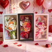 Long-Lasting Rose Bouquet - Artificial Flowers with Cute Bear Plush Gift for Valentine's Day, Romantic Gift for Her