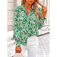 thumbnail image 4 of PRETTYGARDEN Women's Floral Blouses Dressy Casual V Neck Button Down Shirts Lantern Long Sleeve Boho Chiffon Spring Tops, 4 of 10