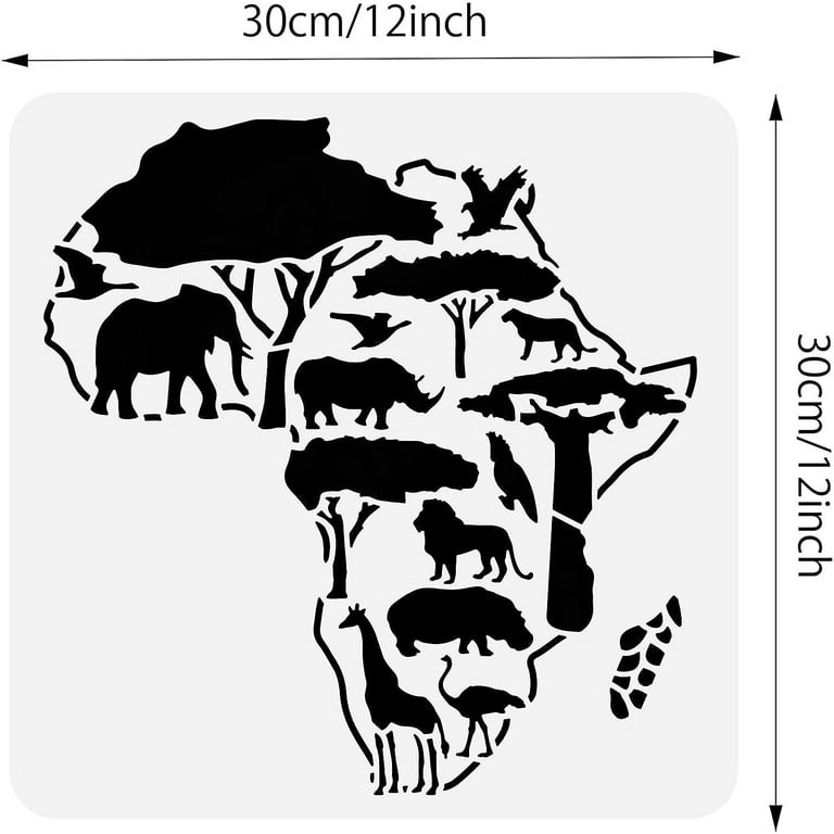 Africa Map Stencil 12x12inch PET Drawing Painting Stencils African Animals Tree Reusable Drawing Template for Art Painting Scrabooking and Wall Decoration - Walmart.com africa-map-stencil-12x12inch-pet-drawing-painting-stencils-african-animals-tree-reusable-drawing-template-for-art-painting-scrabooking-and-wall-decoration-walmart-com