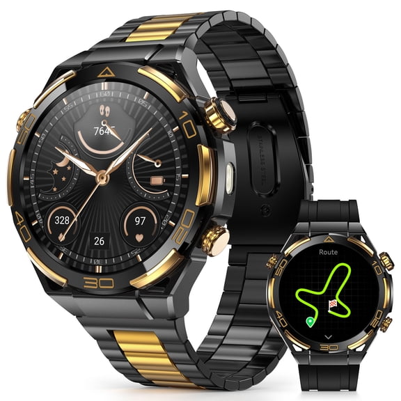 IOWODO Smart Watch for Men, 1.43" AMOLED Military Smartwatch with Bluetooth Call & Answer, Fitness Tracker, 100 Sport Modes, Flashlight, 900mAh, 1ATM Waterproof Compatible with Android iOS (Black)