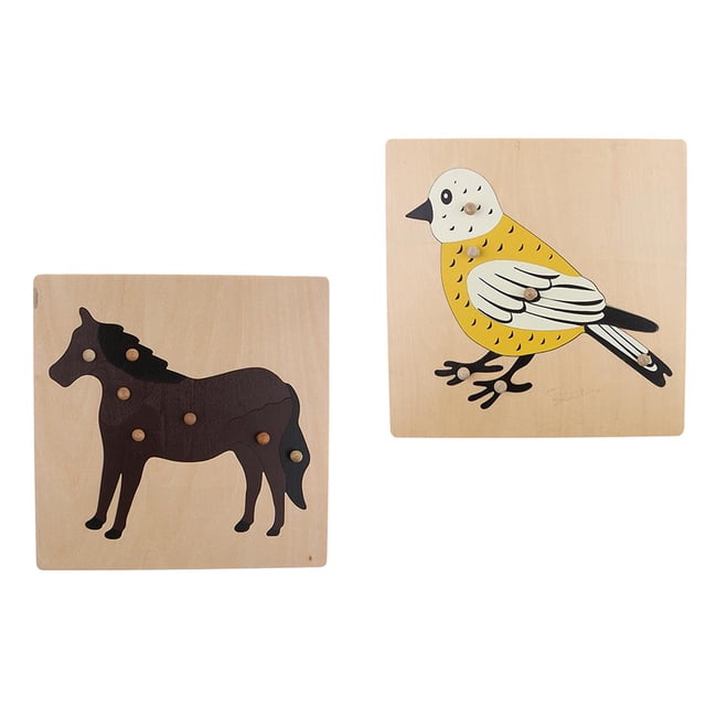 2pcs Rompecabezas Juguetes de Construcción de Educación Aprendizaje Animal CUTICAT Juguete de rompecabezas de madera