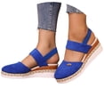 thumbnail image 3 of EliteGoogv Womens Wedge Sandals Closed Toe Platform Sandals Flock Upper Woven Bottom On Sandals For Women Large Size Summer Beach Shoes Blue US :7.5, 3 of 9
