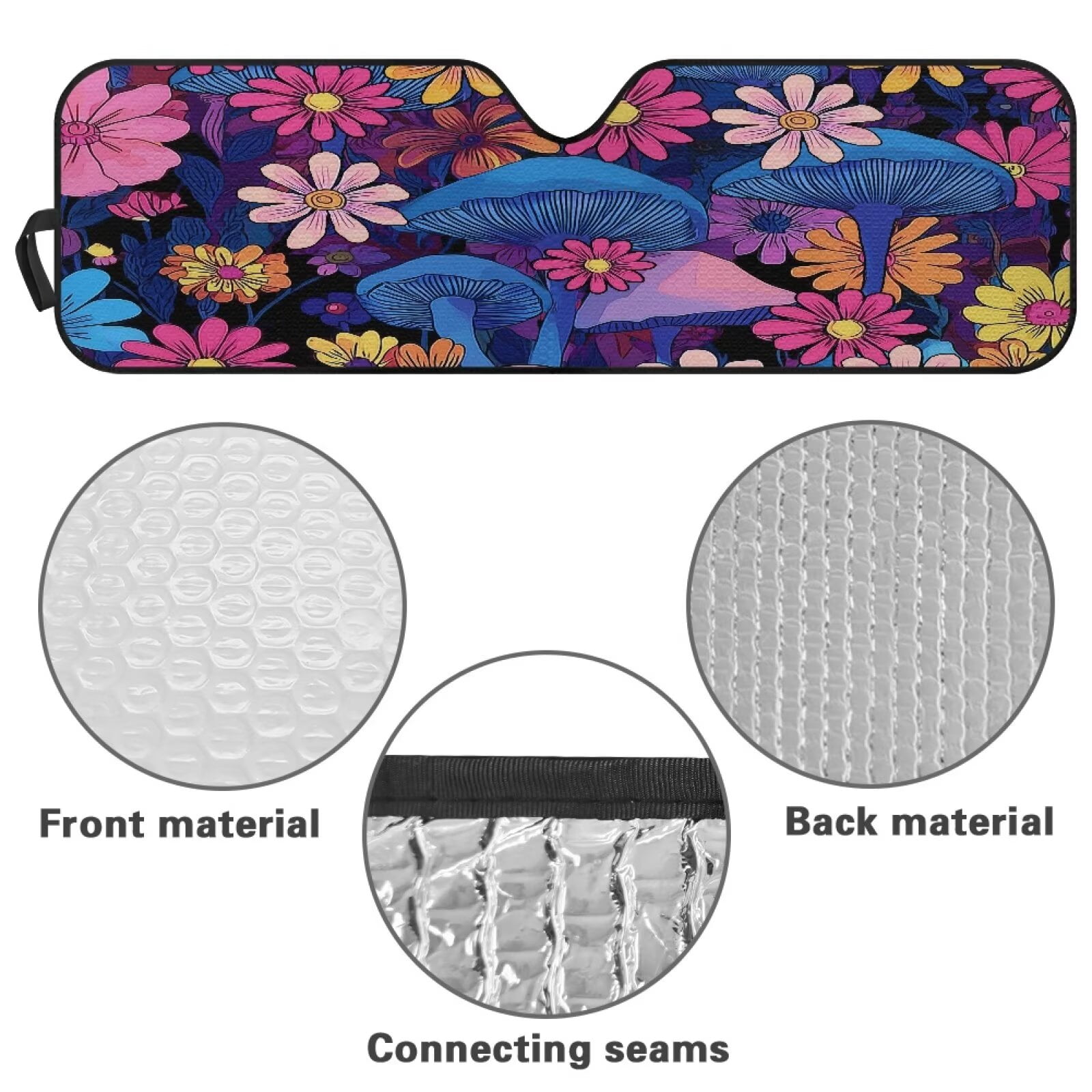 Uorisanigo Windshield Sun Shade Compatible with 2018-2025 Jeep Wrangler JL & 2/4 Door 4XE & 2020-2025 Jeep Gladiator JT 16.14"x52.95" Aesthetic Mushroom Front Window Sun Shade for Accessories