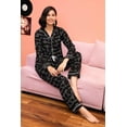 thumbnail image 4 of ebukurty Women's Pajama Sets 2 Piece Black V-neck Soft Long Sleeve Sleepwear, Sizes M-XL, 4 of 6