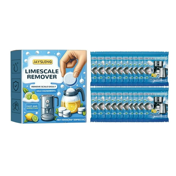 Limescale Cleaning Tablets for Kettles - Powerful Descaling Solution for Stains and Odors - Suitable for Ceramic, Stainless Steel, and More - Easy to Use Lemon Scent Formula