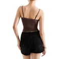 thumbnail image 6 of Women'S Square Neck Lace Tank Tops Sleeveless Crop Spaghetti Strap Summer Y2k Tops Brown S, 6 of 8
