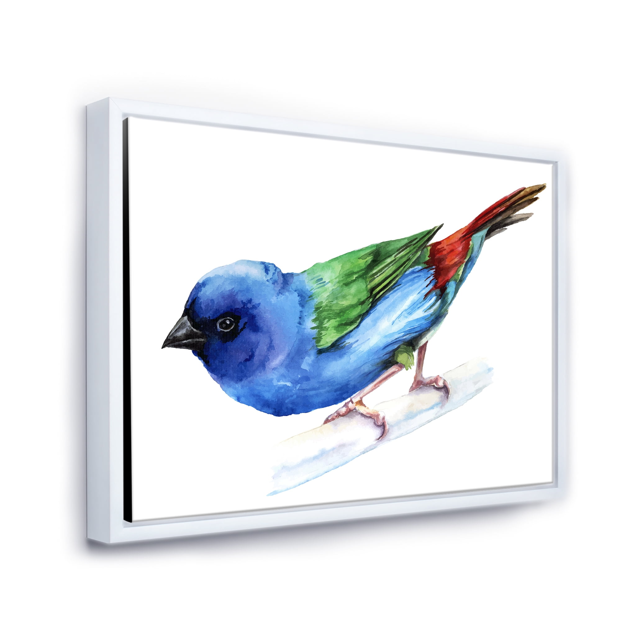 Designart 'Forbes Finch Bird On Branch' Traditional Framed Canvas Wall Art Print
