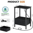 thumbnail image 3 of Bedroom Beside Nightstand Table End Table w/Sliding Drawer Power Outlets Black, 3 of 8