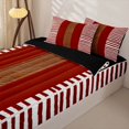 thumbnail image 2 of Castle Fairy Vintage Hand-Drawn Stripe Zipper Twin Comforter Sets with Fitted Sheet and 2 Pillowcases,Retro Leather Textured Panel Zipper Bedding Set,Rust Tan White,Reversible, 2 of 5