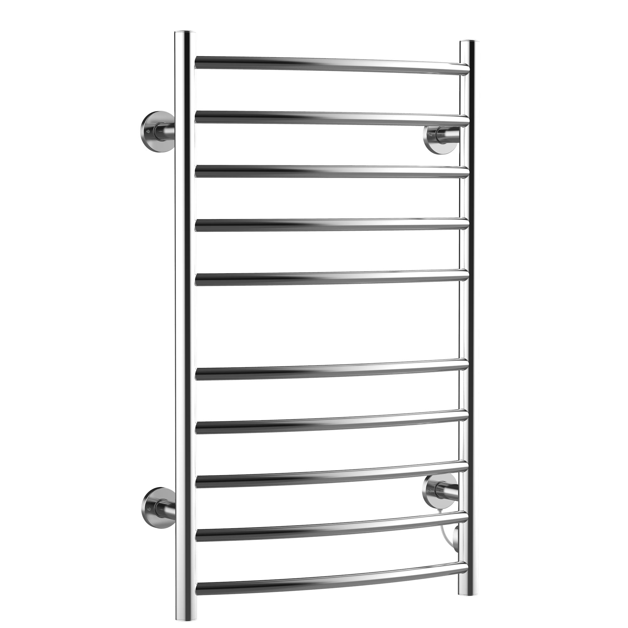 HOMCOM 10 Bar Curved Towel Warmer Wall Mounted Electric Heated Shelf Stainless Steel Home Bathroom Towel Drying Rack 20.75 Wx5.5 Dx34.25 L Walmart