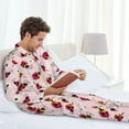 thumbnail image 6 of Balery ladybugs and flower Pattern Pajama Sets for Men Long Sleeve 2 Piece Sleepwear Loungewear Sets Soft PJ's with Pockets Long Sleeve Comfy Pj Sets-Large, 6 of 7
