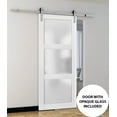 thumbnail image 3 of Sliding Barn Door with Hardware | Lucia 2552 White Silk with Frosted Glass | 6.6FT Rail Hangers Sturdy Set | Lite Wooden Solid Panel Interior Doors, 3 of 6