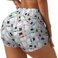 thumbnail image 2 of Kdxio Colorful Hat Snowman Print Workout Shorts for Women Seamless Soft Smooth Gym Yoga Scrunch Active Shorts, 2 of 5