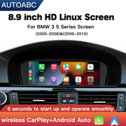 AUTOABC 8.9 Inch Linux Screen CCC System with Carplay Android auto Touchscreen HD Resolution 1920*720p For BMW 3 5 Series E60 E63 E64 E90 E91 E92 2005-2010