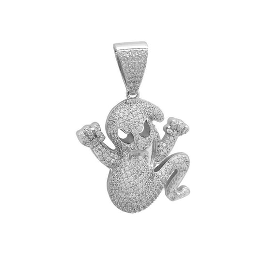 2Ct Lab Created Diamond Men's Cluster Ghost Charm Pendant 14K White Gold Plated