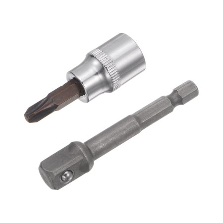 

Uxcell PH3 Phillips Bit Socket 3/8 Square Drive 1.89 Length with Hex Shank Power Drill Adapter