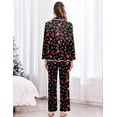 thumbnail image 2 of Ekouaer Womens Silk Pajama Set Satin Long Sleeve Button-Down Top and Pants with Ruffle Soft Sleepwear, 2 of 6