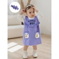 thumbnail image 5 of Loicainy Infant Baby Girl Halloween Clothes Set 3 6 12 18 Months Solid Long Sleeve Romper Ghost Embroidery Overall Dress Headband 3 Pcs Outfits, 5 of 9