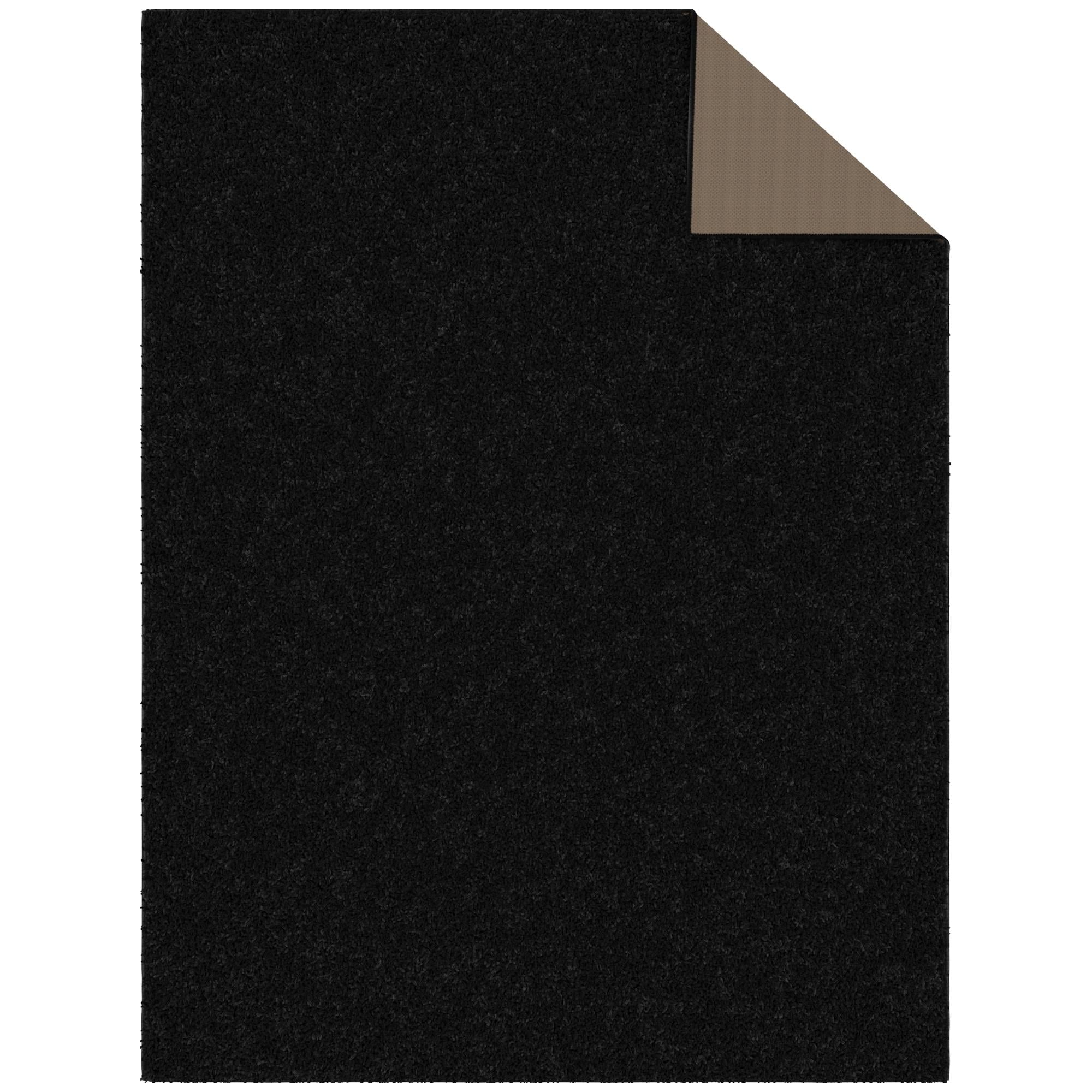Sweet Home Stores Cozy Non-Slip Rubberback Solid 5x7 Soft Indoor Area Rug, 5' x 7', Black