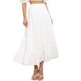 thumbnail image 2 of RYKJLWY Summer Skirts for Women 2024 Ladies Solid Color Pleated Stitching Elastic High Waist Hip Long Skirt Plus Size Maxi Skirt (White,M), 2 of 9
